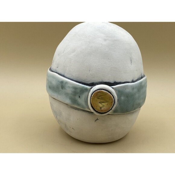 Ed & Kate Coleman Other - Ed & Kate Coleman Studio Pottery 5” Bud Vase Whimsical Belted Egg Abstract